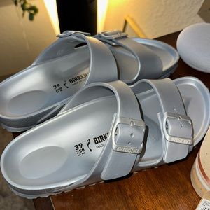 Silver rubber Birkenstock sandals